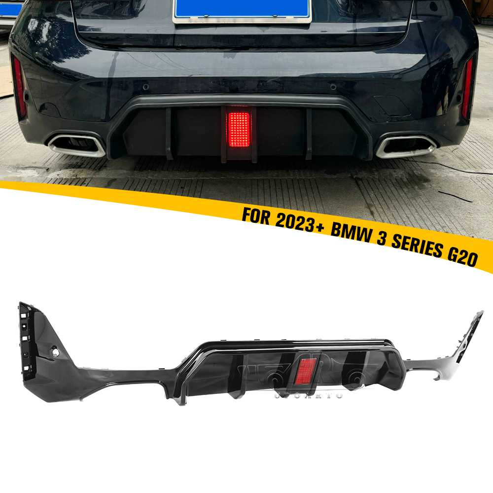 2023+ BMW 3 Series G20 M Sport Style 2 Rear Diffuser With Lamp Left and Right Single Exahust Tipes