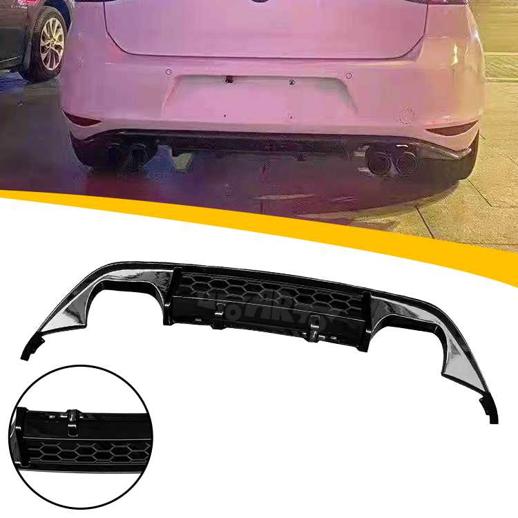Rear Diffuser Back Bumper Lip Spoiler For VW Golf 7 Mk7