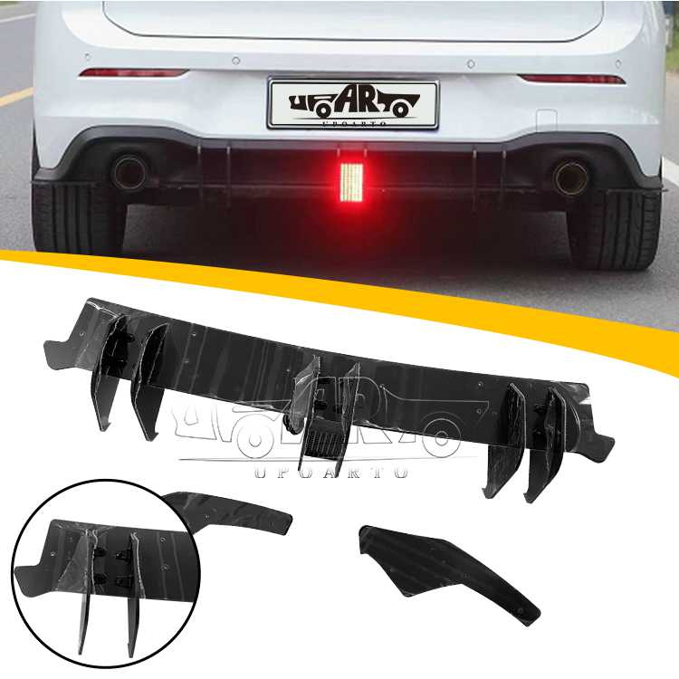 For Volkswagen GOLF 8 GTI MK8 Rear Diffuser With Brake Light