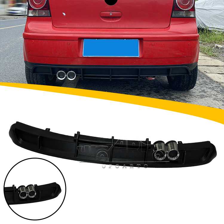 2002-2009 Volkswagen Polo Rear Lip Diffuser Spoiler 2 Exhaust Pipes