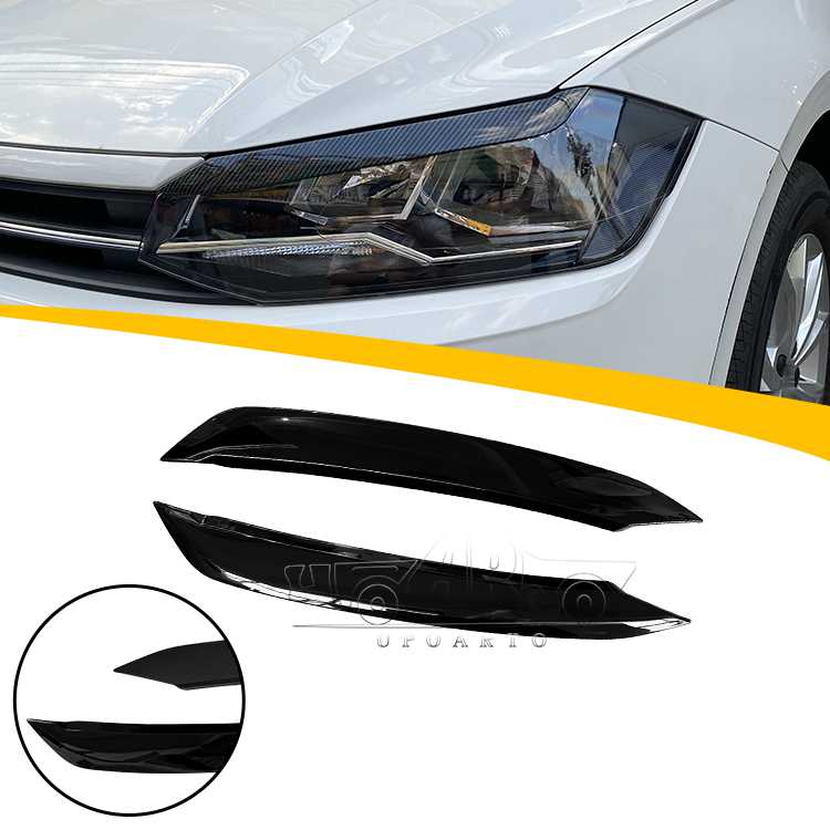 VW Polo AW 2019 2PCS Headlight Eyelid Lamp Eyebrow Covers Trim