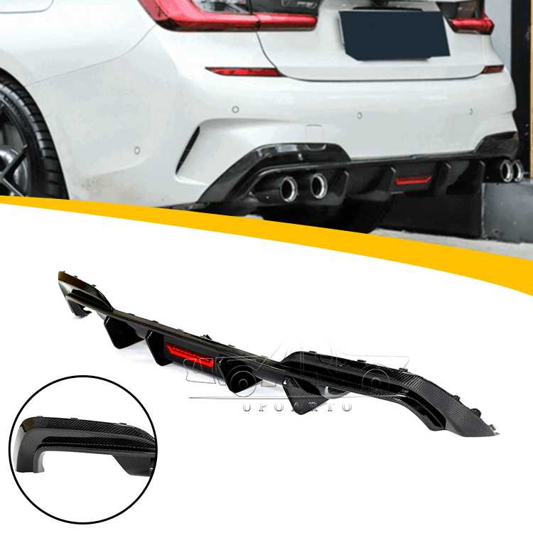 2020 BMW 3 Series G20 Led Rear Lip Diffuser Left And Right Dual Exhaust Pipes