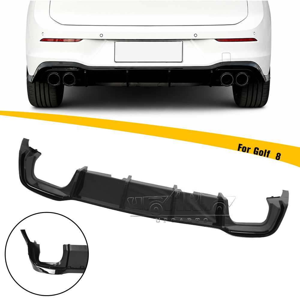 VW Golf 8 MK8 Rear Diffuser Lip Right And Left Dual Exahust Pipe
