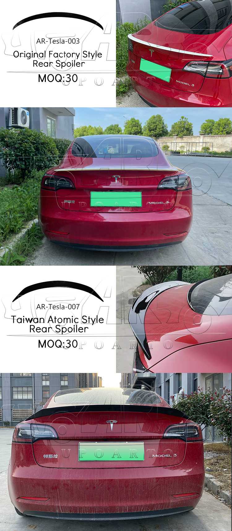tesla model 3 rear trunk spoiler
