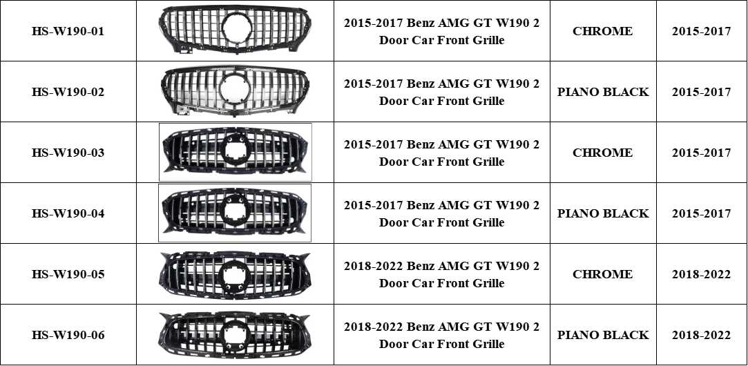 AMG GT W190 2 Door Front Bumper Grill