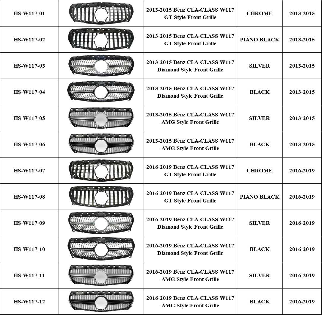 W117 Front Bumper Grill Trim GT R AMG Diamond
